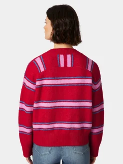 Pullover * LANIUS Damen-Strickpullover gestreift Rot