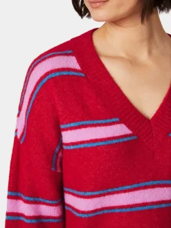 Pullover * LANIUS Damen-Strickpullover gestreift Rot