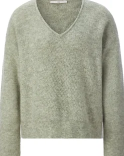 Pullover * LANIUS Damen-Strickpullover V-Ausschnitt Hellgrün