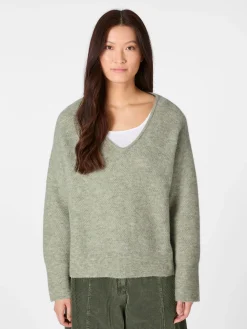 Pullover * LANIUS Damen-Strickpullover V-Ausschnitt Hellgrün