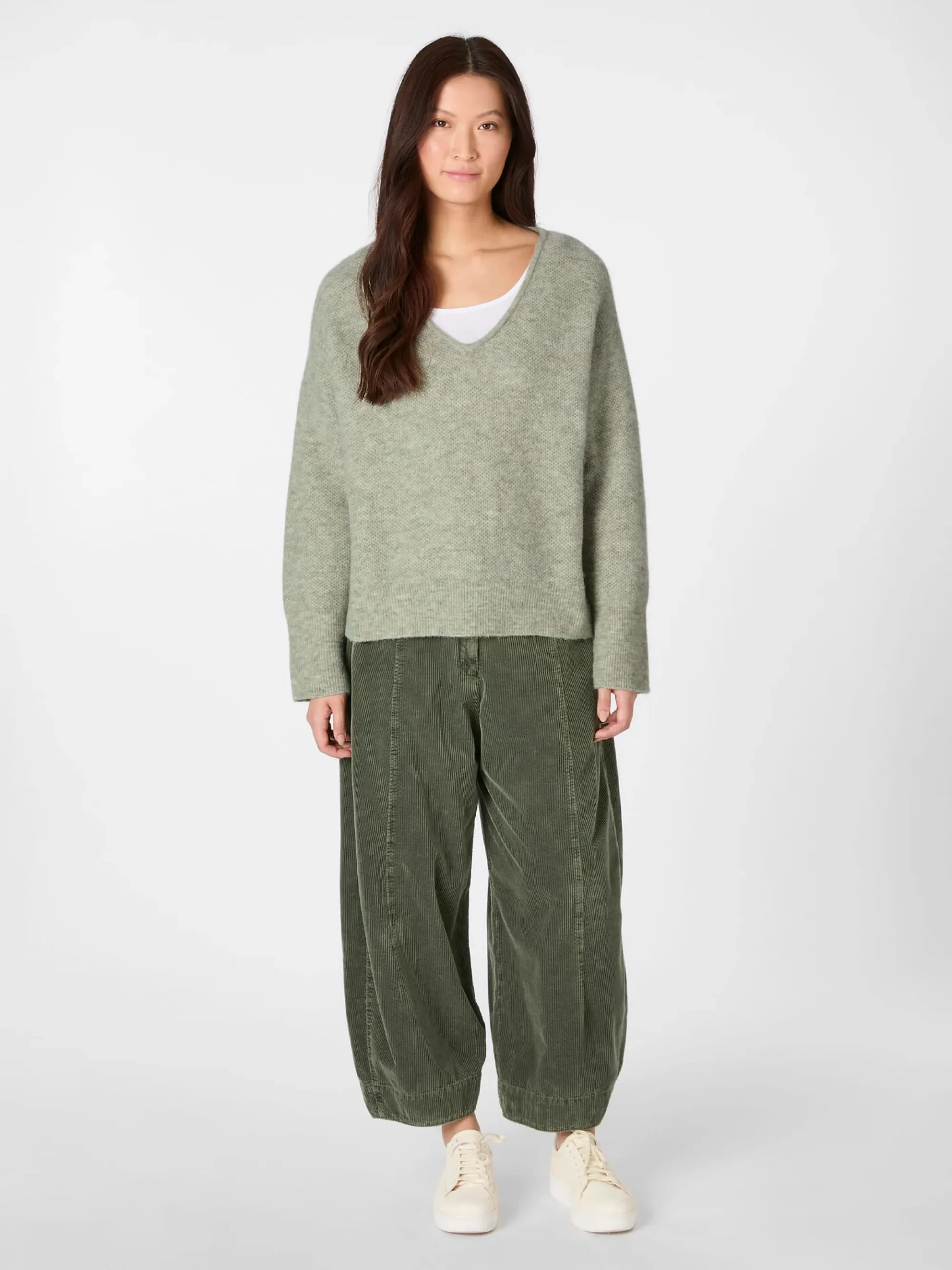 Pullover * LANIUS Damen-Strickpullover V-Ausschnitt Hellgrün