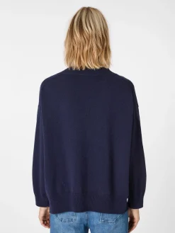 Pullover * LANIUS Damen-Strickpullover V-Ausschnitt Navy