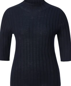 Shirts & Tops * LANIUS Damen-Strickshirt Halbarm Dunkelblau