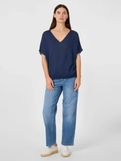 Shirts & Tops * Les Racines du Ciel Daen-trickhirt V-Auchnitt Navy