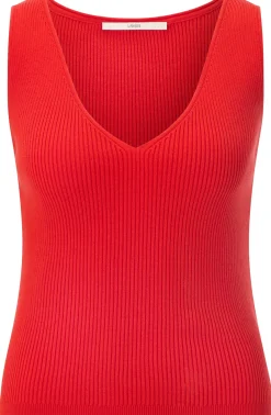 Shirts & Tops * LANIUS Damentop Rippenstrick Rot