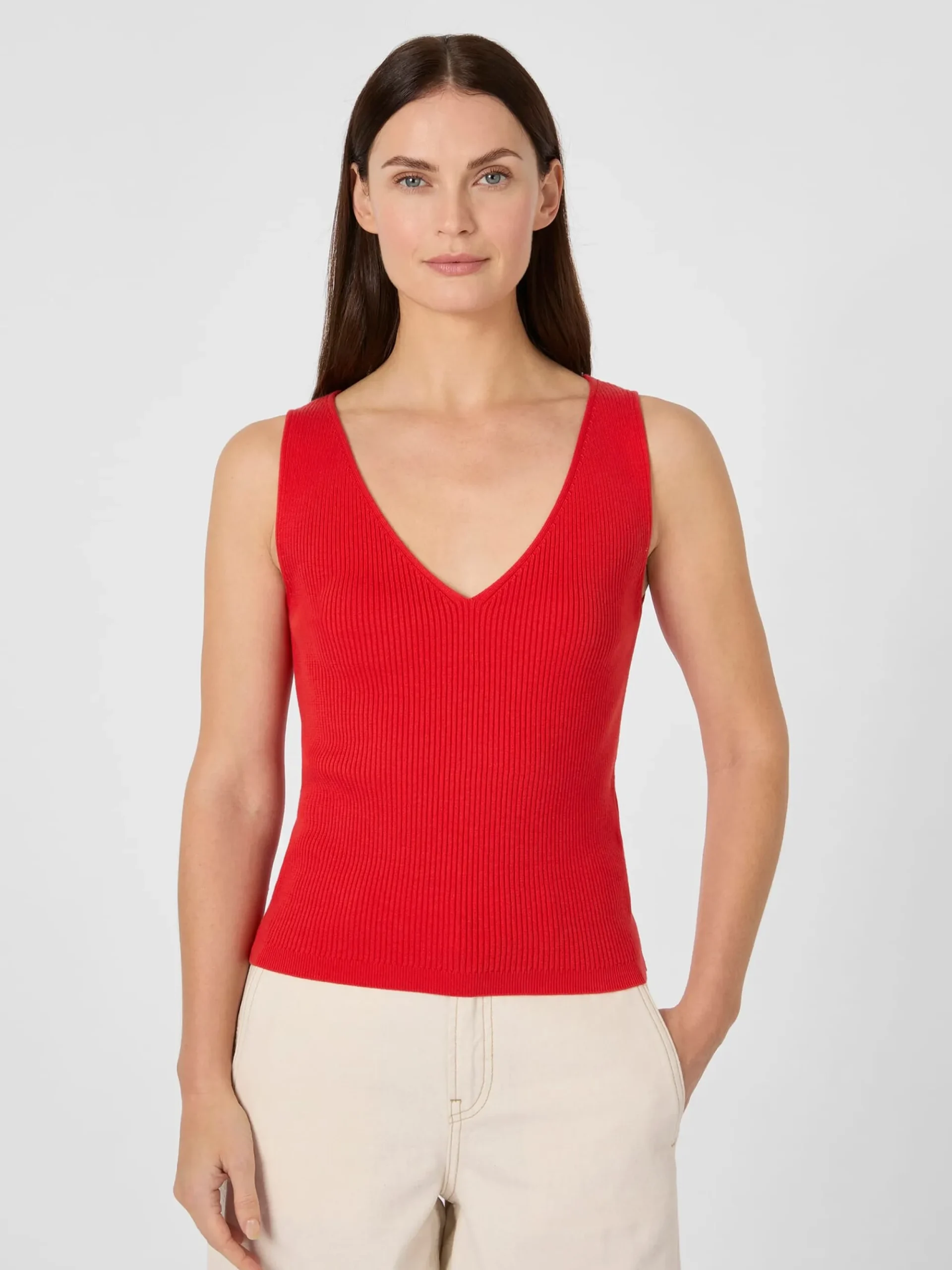 Shirts & Tops * LANIUS Damentop Rippenstrick Rot
