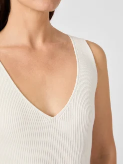 Shirts & Tops * LANIUS Damentop Rippenstrick Weiß