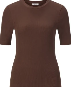 Shirts & Tops * Knowledge Cotton Apparel Damen-T-Shirt gerippt Braun