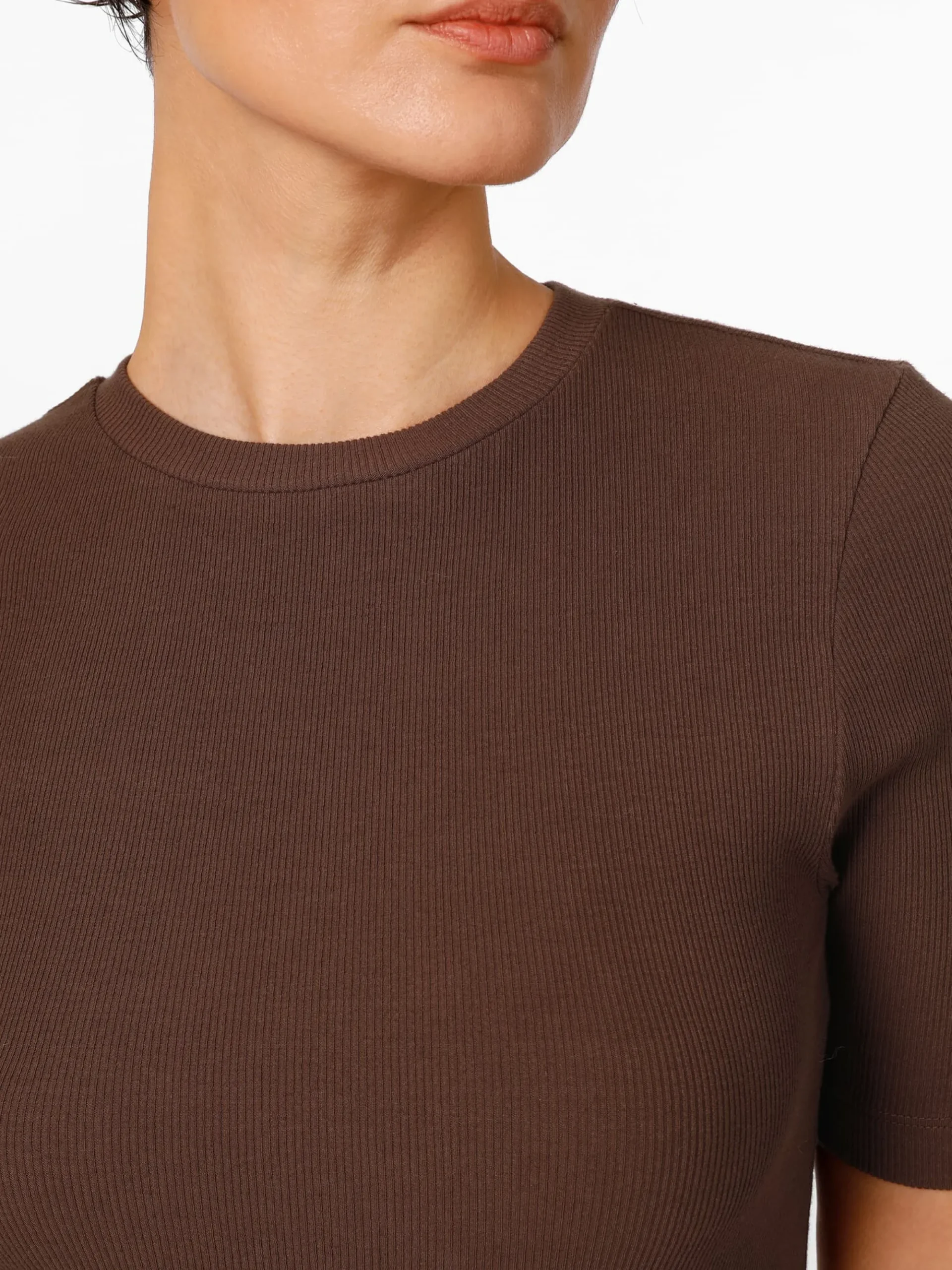 Shirts & Tops * Knowledge Cotton Apparel Damen-T-Shirt gerippt Braun