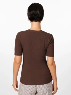 Shirts & Tops * Knowledge Cotton Apparel Damen-T-Shirt gerippt Braun