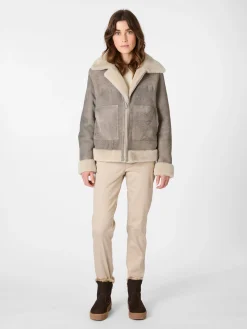 Jacken * Wunderfell Damen-Wendejacke Lammfell Hellgrau