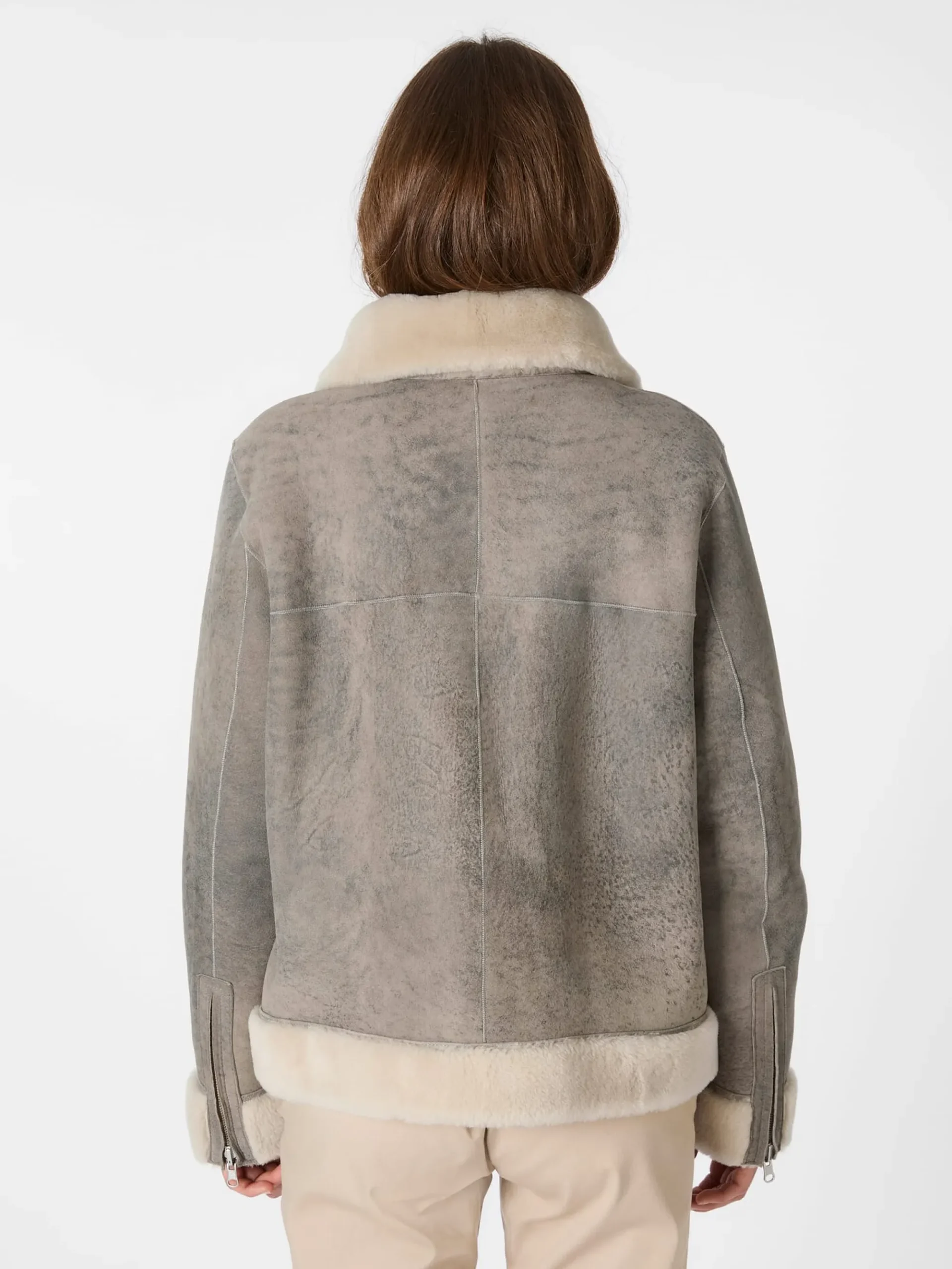 Jacken * Wunderfell Damen-Wendejacke Lammfell Hellgrau