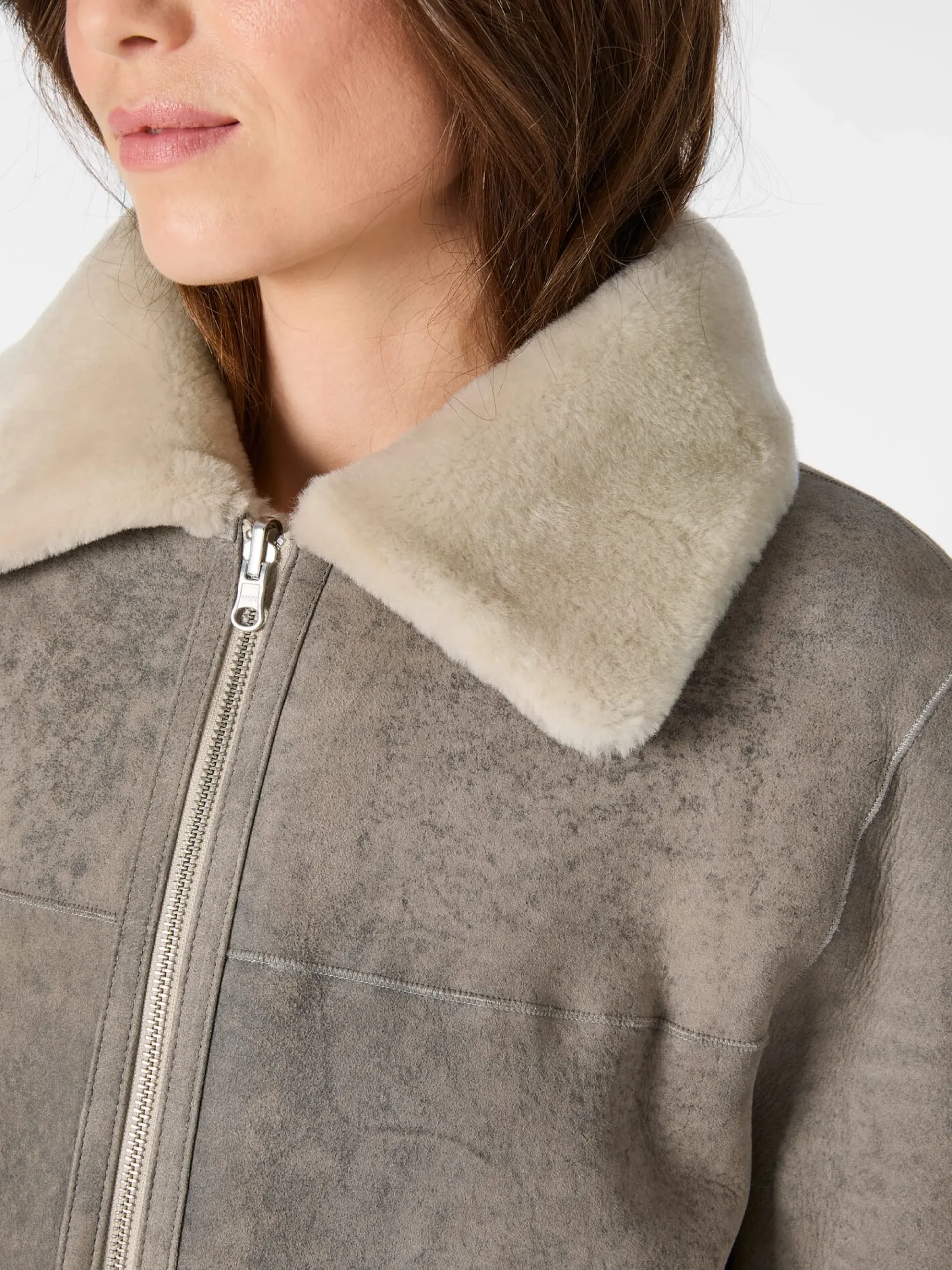 Jacken * Wunderfell Damen-Wendejacke Lammfell Hellgrau