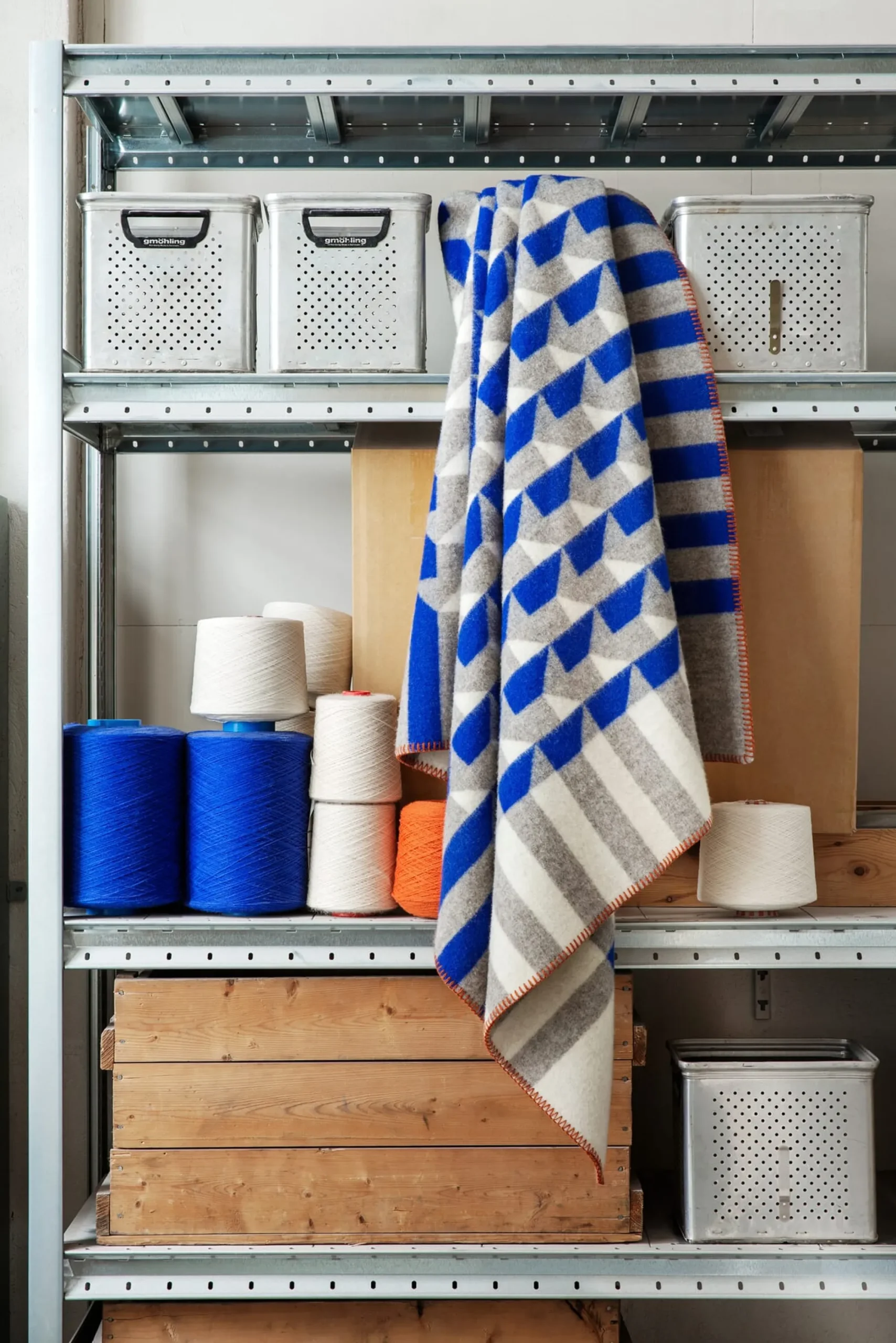 Decken * Røros Tweed Decke Kvam Blau