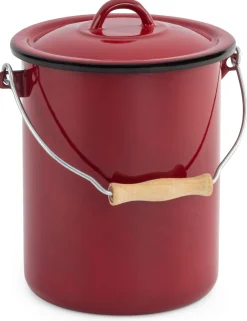 Mülleimer * Karl Krüger Deckeleimer Emaille 3 Liter Rot