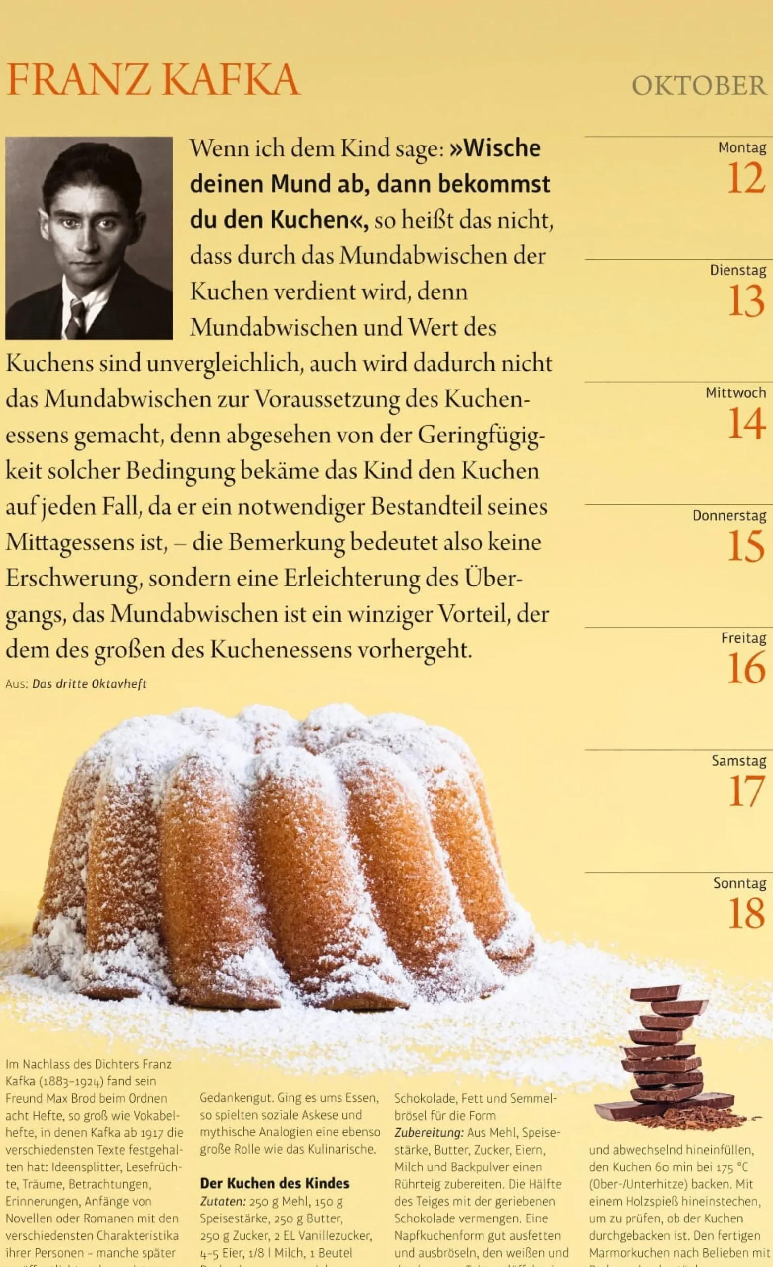 Wandkalender|Zeitplaner & Kalender * Athesia Kalenderverlag Der literarische Küchenkalender 2026