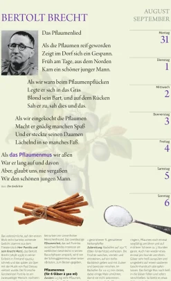 Wandkalender|Zeitplaner & Kalender * Athesia Kalenderverlag Der literarische Küchenkalender 2026