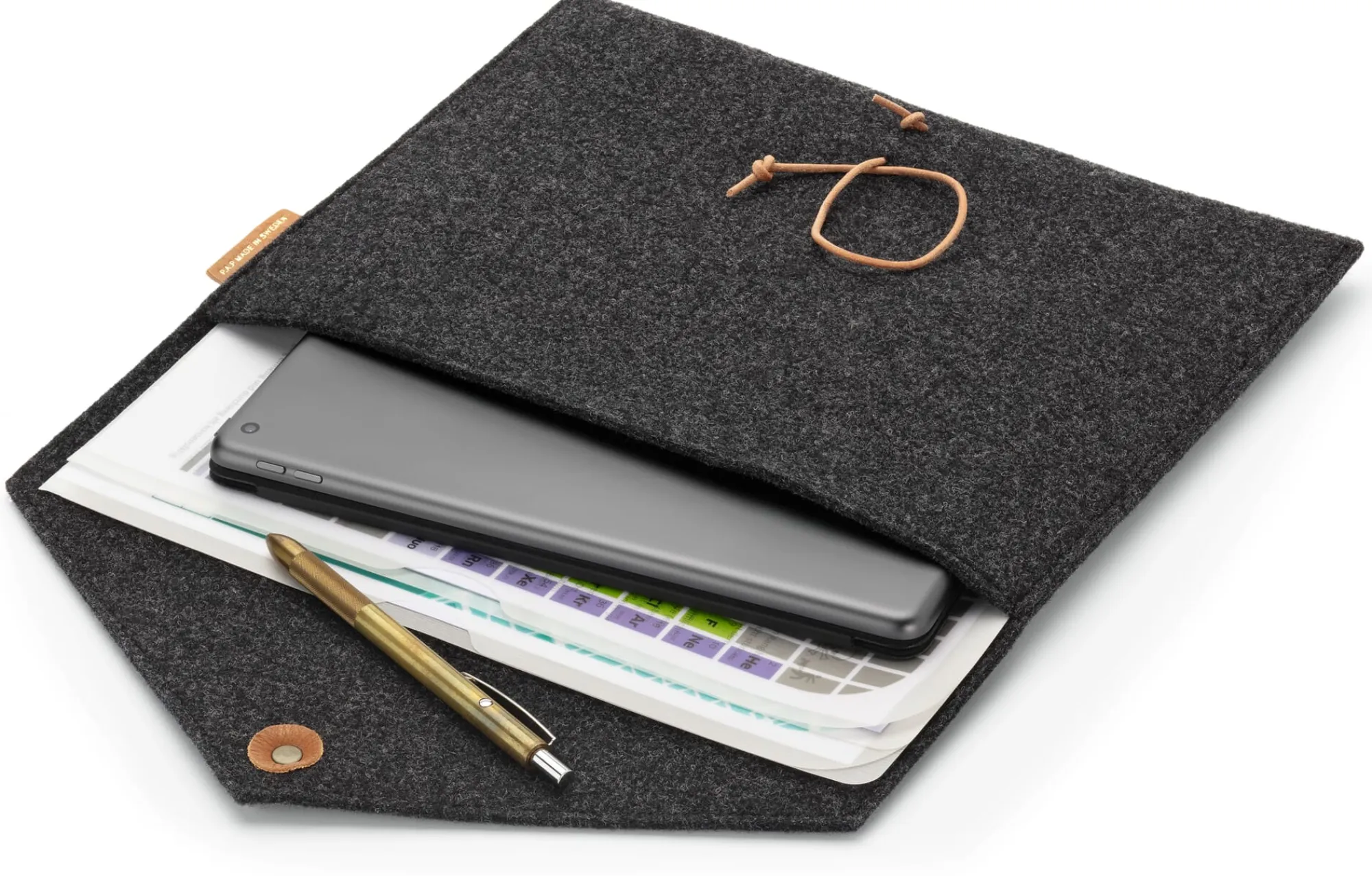 Etuis & Federtaschen|Notebook- & Aktentaschen * P.A.P. Sweden Dokumenten- und Tablethülle Wollfilz Anthrazit