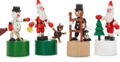 Physikalisches Spielzeug|Holzspielzeug * Detoa Albrechtice Drückfigur Weihnachtsmann mit Teddybär