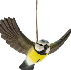 Gartendekoration * Wildlife Garden Fliegende Blaumeise Lindenholz handgeschnitzt