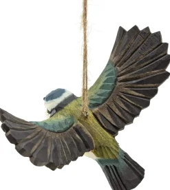 Gartendekoration * Wildlife Garden Fliegende Blaumeise Lindenholz handgeschnitzt
