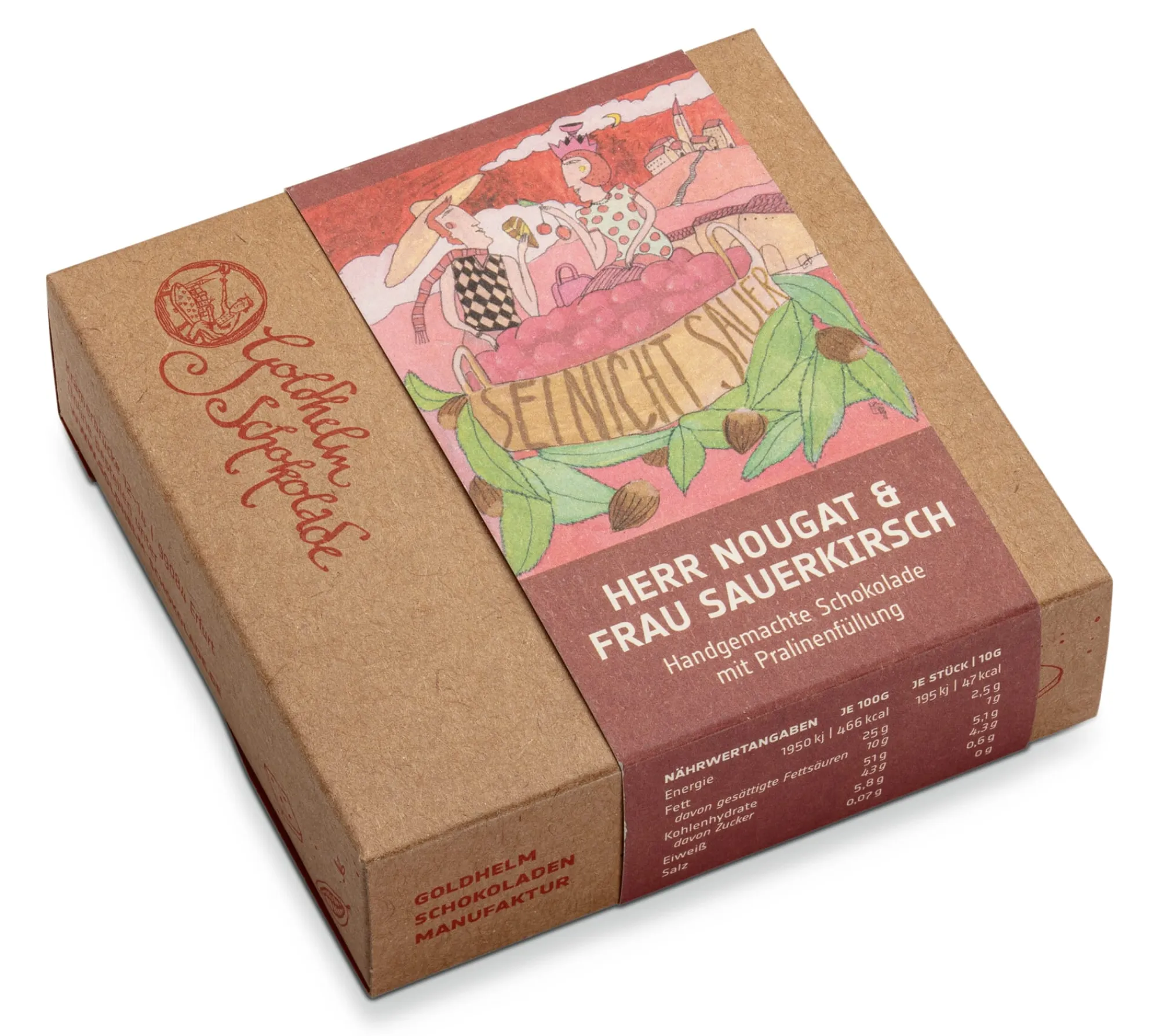 Schokolade * Goldhelm Schokoladen Manufaktur Ganache-Schokolade „Herr Nougat und Frau Sauerkirsch“
