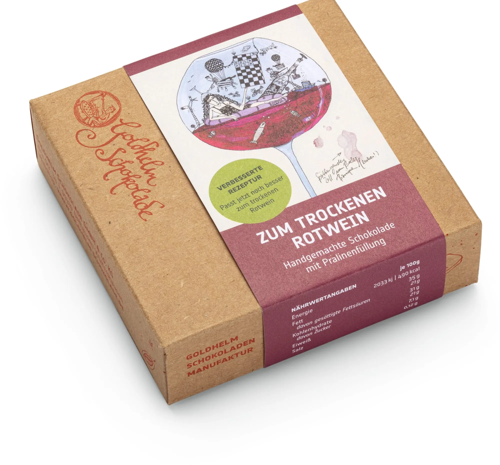 Schokolade * Goldhelm Schokoladen Manufaktur Ganache-Schokolade „zum trockenen Rotwein“