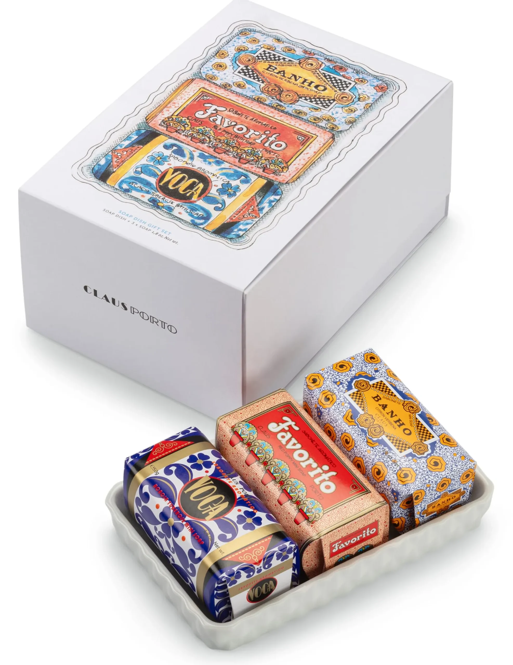 Hautpflege * Claus Porto Geschenkset Seifen mit Seifenschale
