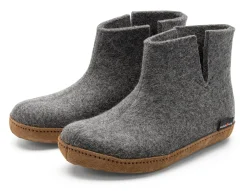 Hausschuhe|Hausschuhe * Haflinger Hausboot Wollfilz Unisex Grau