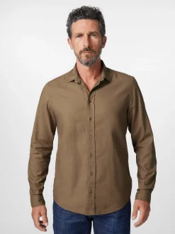 Hemden * Blue de Gênes Herren-Baumwollhemd Hellbraun