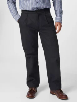 Hosen * Blue de Gênes Herrenchino mit Bundfalte Dunkelblau