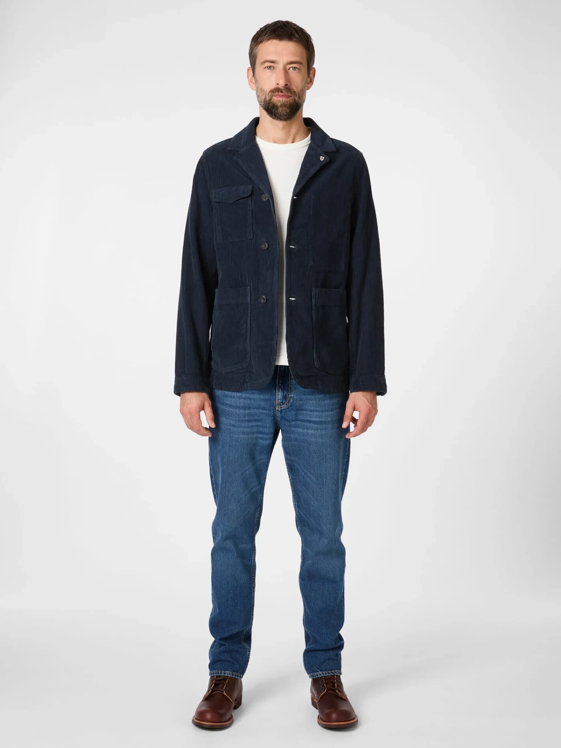 Sakkos * Blue de Gênes Herren-Cordblazer Blau