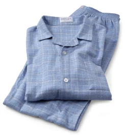 Wäsche * Novila Herren-Flanellpyjama kariert Hellblau
