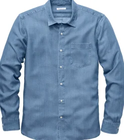 Hemden * Knowledge Cotton Apparel Herrenhemd TENCEL™ Mittelblau
