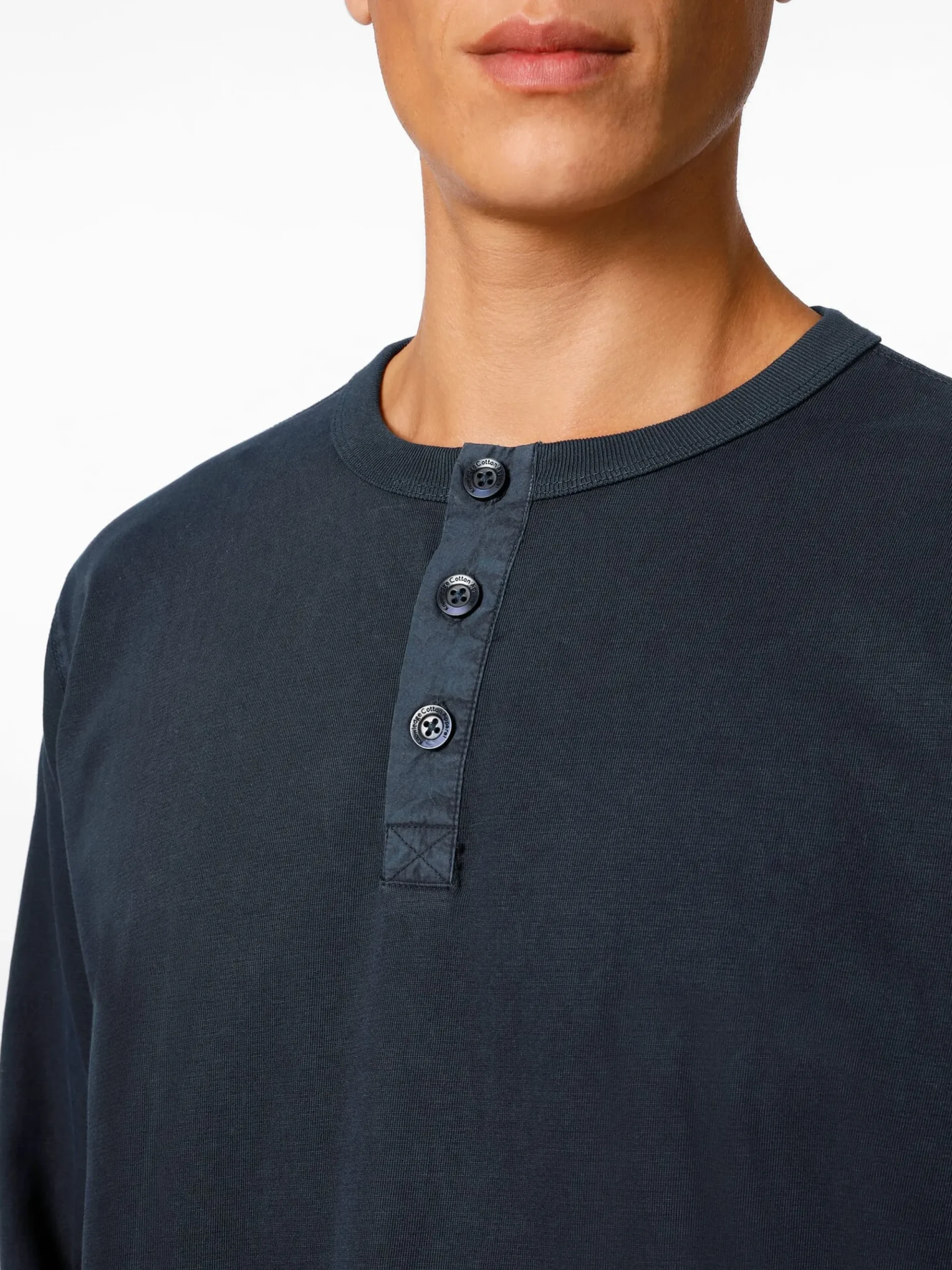 Shirts * Knowledge Cotton Apparel Herren-Henley-hirt Dunkelblau
