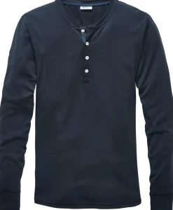 Shirts * Schiesser Herren-Henley-Shirt Langarm Dunkelblau