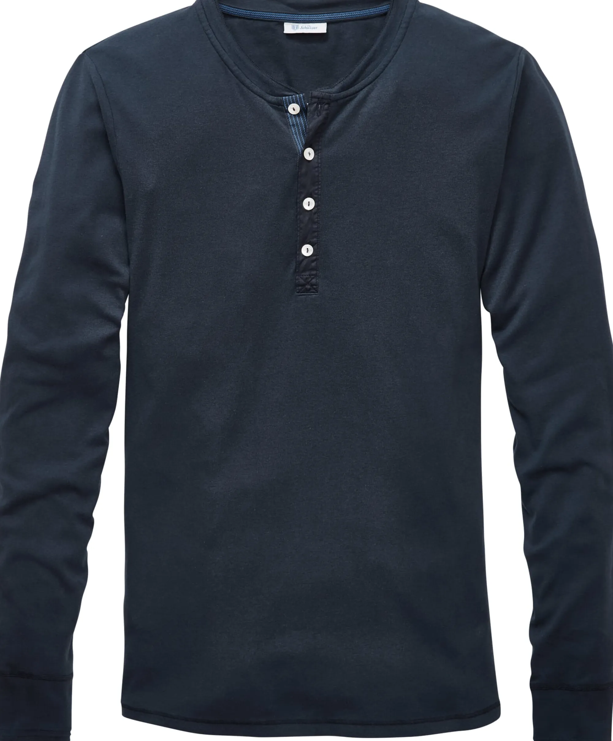 Shirts * Schiesser Herren-Henley-Shirt Langarm Dunkelblau