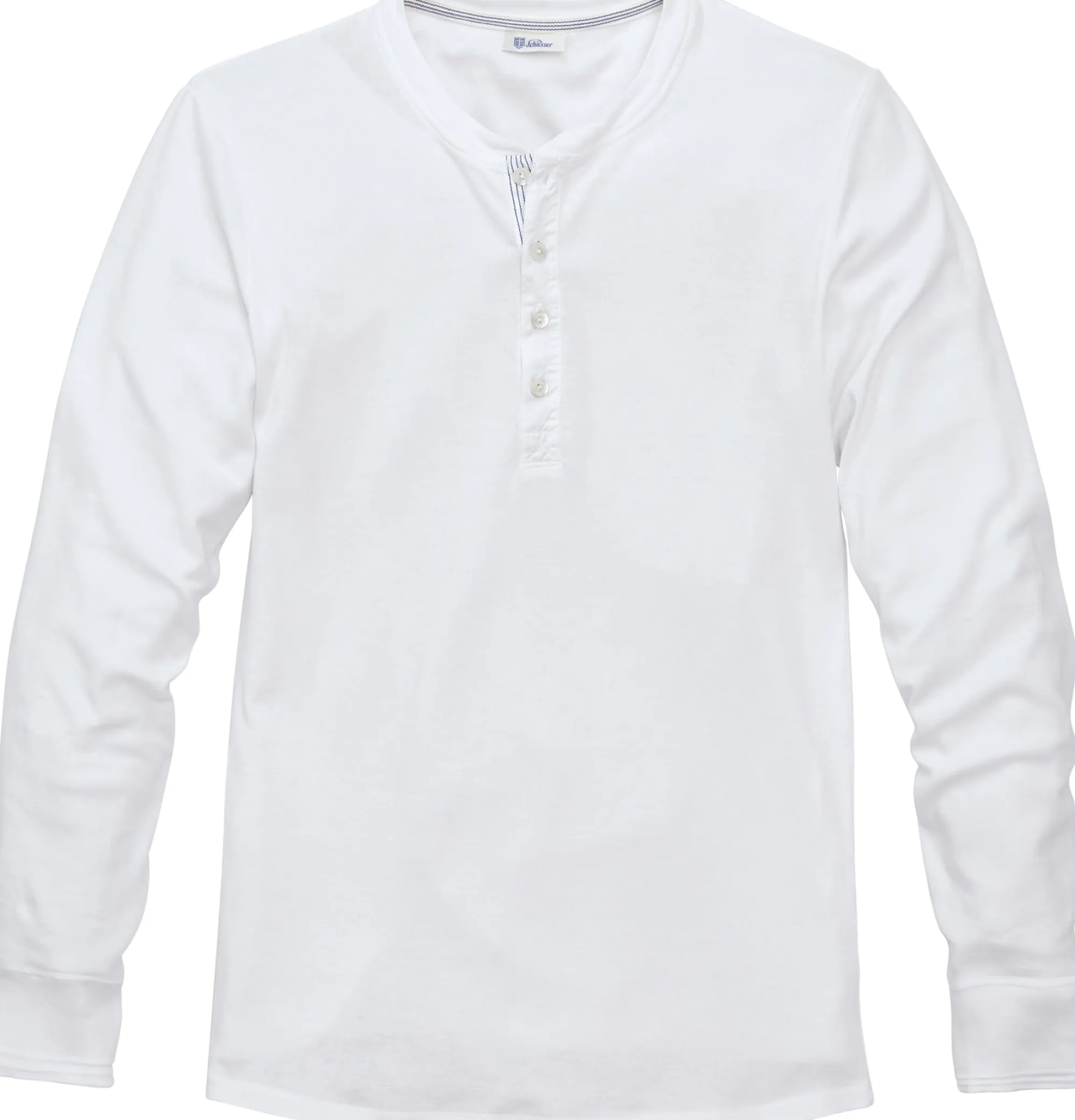 Shirts * Schiesser Herren-Henley-Shirt Langarm Weiß