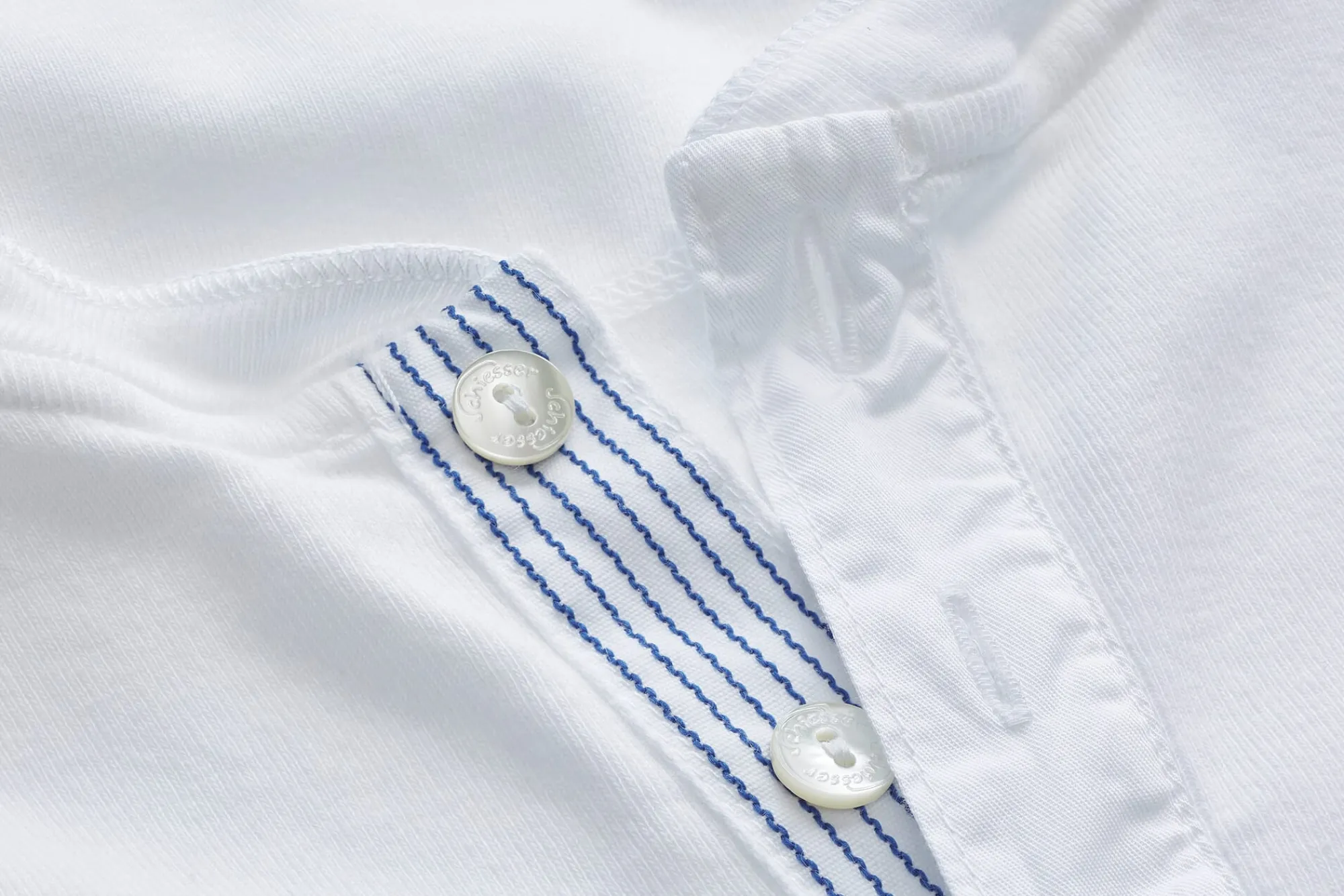 Shirts * Schiesser Herren-Henley-Shirt Langarm Weiß
