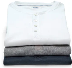 Shirts * Schiesser Herren-Henley-Shirt Langarm Weiß