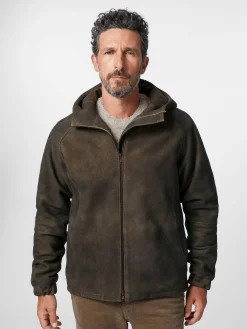 Jacken * Hack Lederware Herren-Kapuzenjacke Bockvelours Braun
