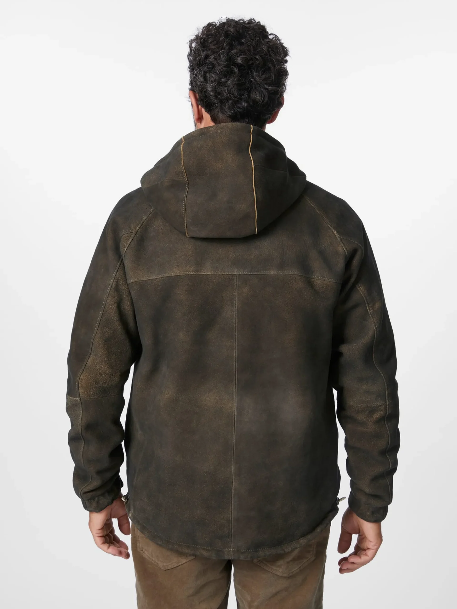 Jacken * Hack Lederware Herren-Kapuzenjacke Bockvelours Braun