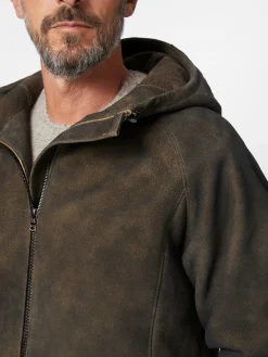 Jacken * Hack Lederware Herren-Kapuzenjacke Bockvelours Braun