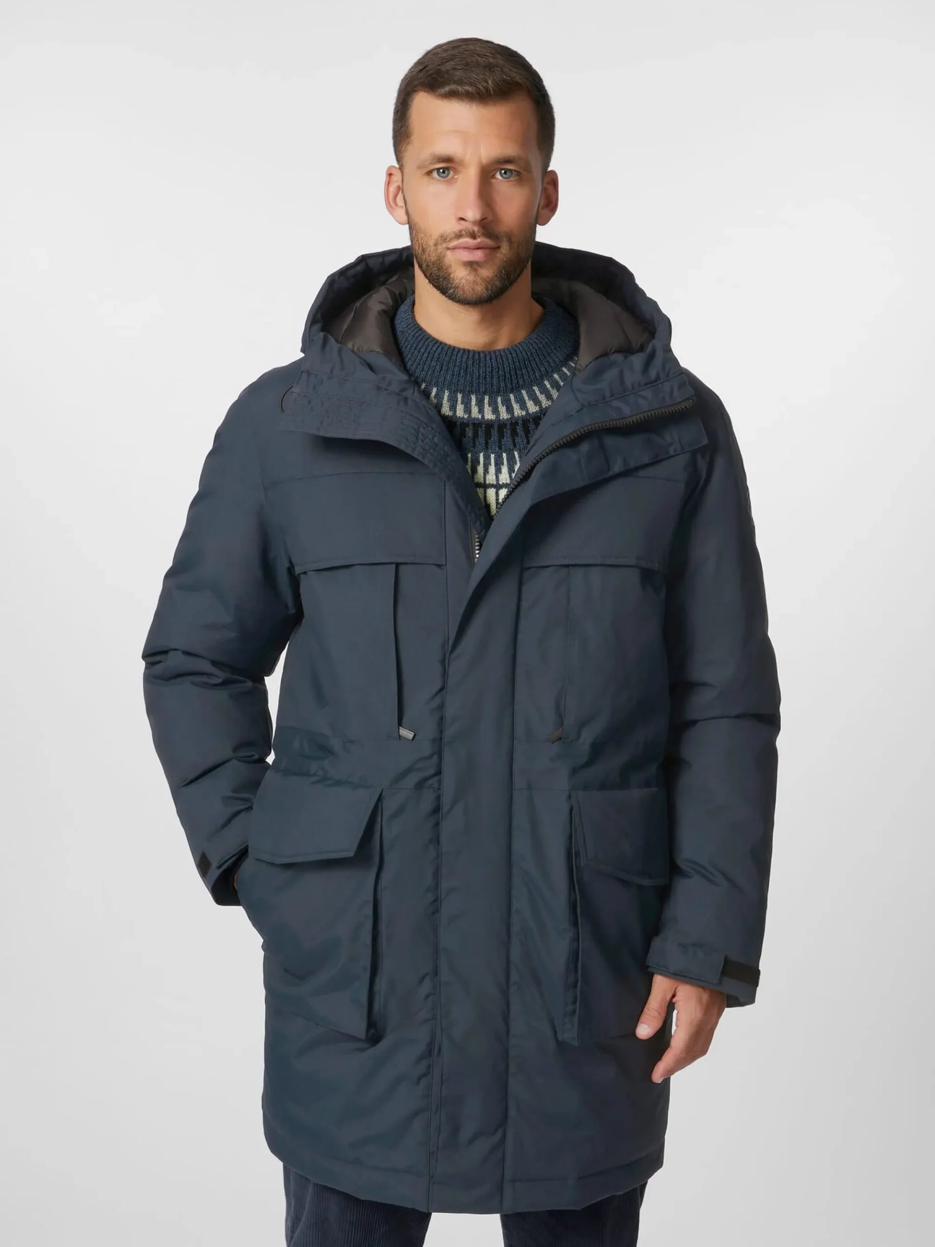 Mäntel * Knowledge Cotton Apparel Herren-Kapuzenmantel Dunkelblau