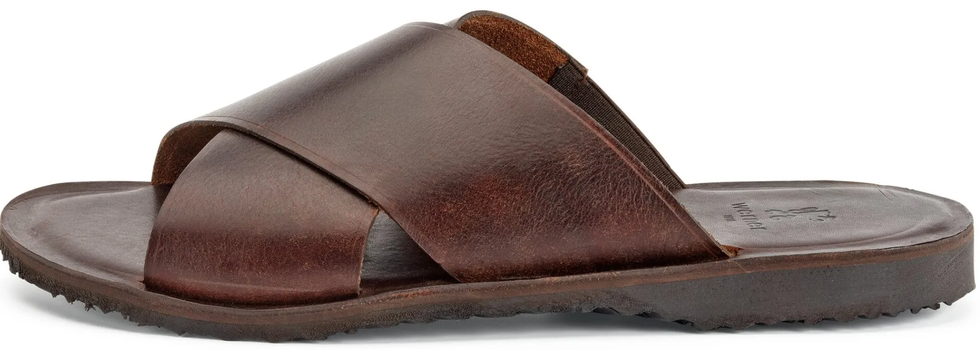 Sandalen|Hausschuhe * Werner Schuhe Herren-Lederpantolette Dunkelbraun