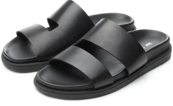 Sandalen|Hausschuhe * Ehm Herren-Lederpantolette Schwarz