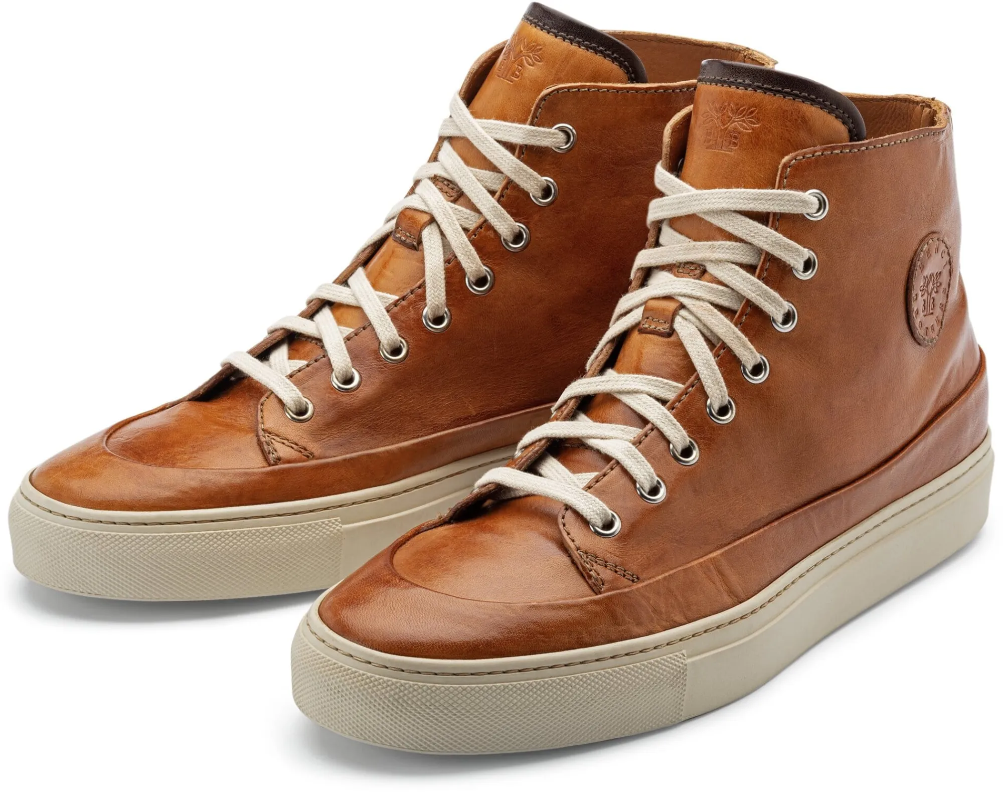 Stiefel * Benci Brothers Herren-Leder-Schnürboot Cognac