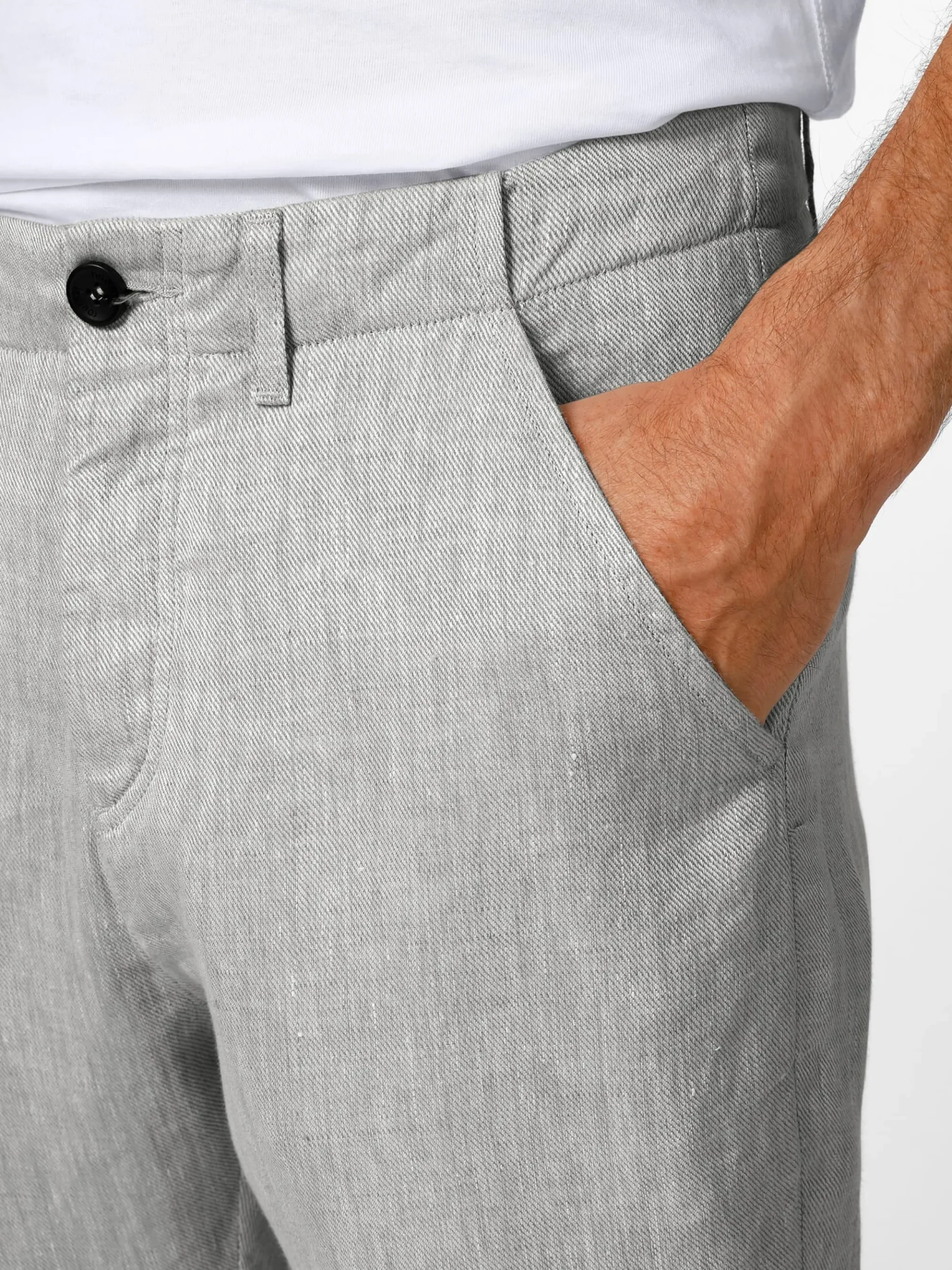 Hosen * Hannes Roether Herren-Leinenhose Hellgrau