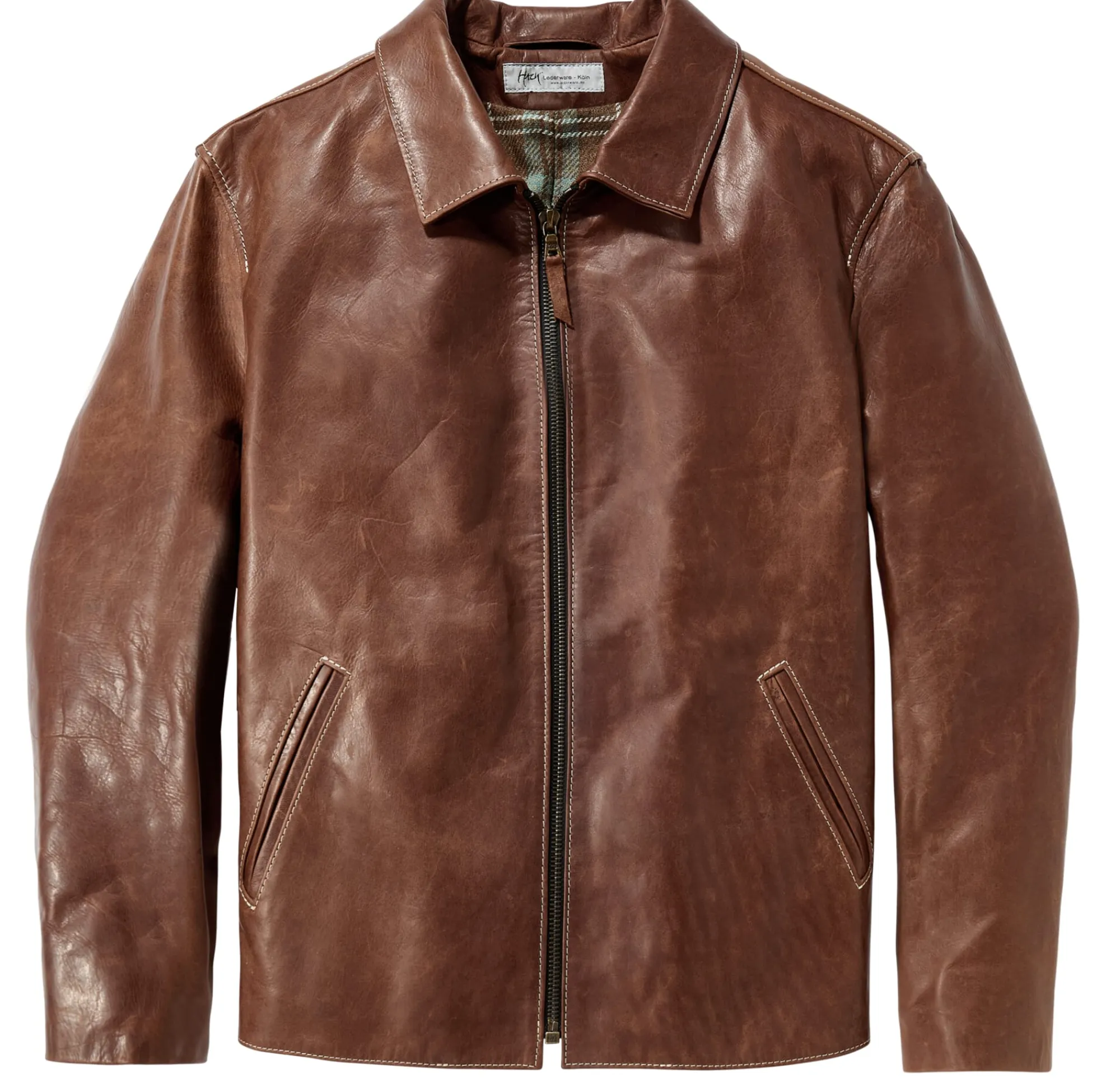 Jacken * Hack Lederware Herren-Pferdelederjacke Pull-up Braun