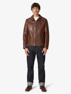 Jacken * Hack Lederware Herren-Pferdelederjacke Pull-up Braun